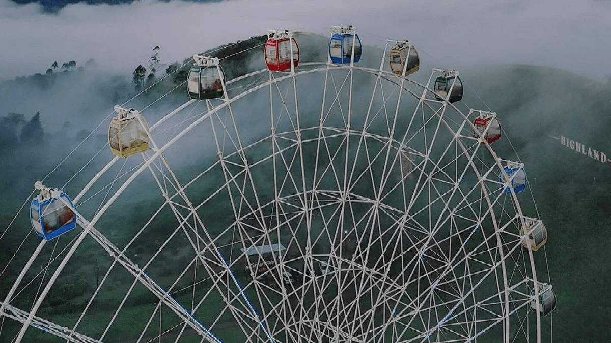The Ferris wheel in the mist at Nimo Highland