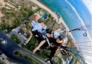 Tandem flight over the beach and coast